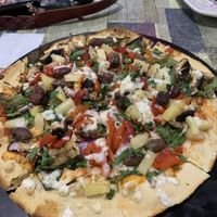 Epic vegan pizza! Vegan cheese was really good!  at Coolum Surf Club in Coolum Beach