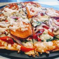 Vegetarian pizza veganised. at Coolum Surf Club in Coolum Beach