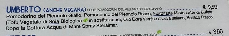 vegan option besides the marinarra   at Gino e Toto Sorbillo in Naples