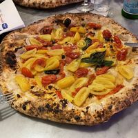 Pizza Umberto made vegan with non-dairy cheese, usually includes tofu but they were out.  at Gino e Toto Sorbillo in Naples