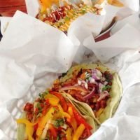Vegan Forastero Taco & Vegan Al Pastor. sweet, spicy, tangy. [not pictured are the kimchi fries.] at Forastero in Chicago
