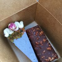 Blueberry cake and Sneakers bar at Rawnchy in Glasgow