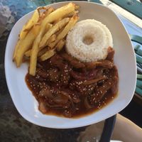 Vegan lomo saltado at Prana Vegan in Arequipa