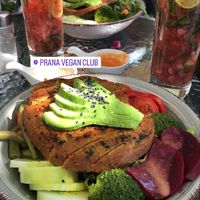 Poke bowl on lunch special, starter & main 15/12 soles   at Prana Vegan in Arequipa