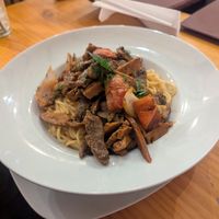 The saltado con spaghetti a la huancaína (potential food poisoning) at Prana Vegan in Arequipa