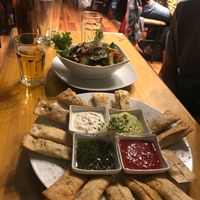 Starters, taqueños and veggie papas  at Prana Vegan in Arequipa