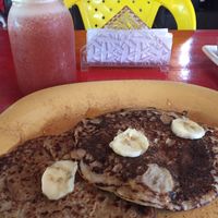 Vegan banana pancakes. Yum! at Casa del Ritmo in Santa Marta