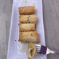 Fried banana with agave for dessert 😋🍌 #Veganuary at Plumeria in Encinitas