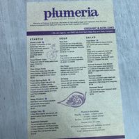 Menu  at Plumeria in Encinitas