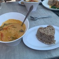 Red curry and rice   at Plumeria in Encinitas