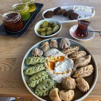 Boiled vegan mix & a plate of falafels  at Mr.Dumpling in Istanbul