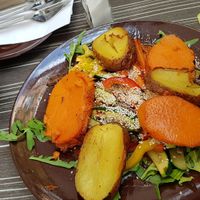 Potatoe combo (Kartoffelduett) with grilled veggies at Treibhaus in Hannover