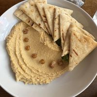 hummus and pita  at Cafe Berlin in San Juan