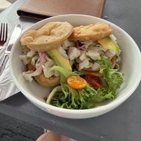 Coconut Ceviche Arepas  at Cafe Berlin in San Juan