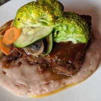 Vegan loaf with mashed malanga & veggies at Cafe Berlin in San Juan