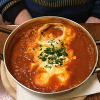 Shakshuka with feta at Hummus Bar Vegetarian in Budapest