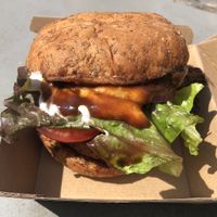 BBQ burger with Beyond patty, added mayo and pickles at Next Level Burger - Austin in Austin