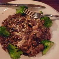 Mongolian  "beef" made with seitan at Provender Kitchen & Bar in Ellsworth