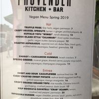 VEgan menu spring 2019 at Provender Kitchen & Bar in Ellsworth