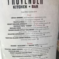 Summer 2019 vegan menu  at Provender Kitchen & Bar in Ellsworth