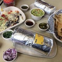 Front centre vegan burrito at Guzman y Gomez in Jamisontown