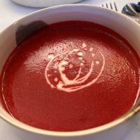 Beetroot soup  at Avit in Athens