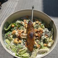 Caesar salad with seitan kebab at Avit in Athens