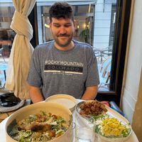 Caesar salad and scallops at Avit in Athens