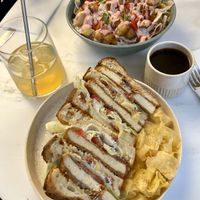 Club Sandwich and Pink Caesar Salad  at Avit in Athens