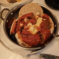 Meatballs (after we cut them to share) at Avit in Athens