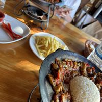 Mushroom stew x2 and houmous plate and chips  at Fat Boys in Goreme