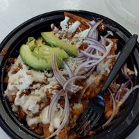 Chilaquiles w/vegan cheese and soy chorizo at Extraordinary Fruits in San Diego
