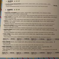 Menu  at Ćao Šećeru in Belgrade