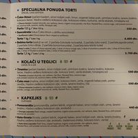 Menu  at Ćao Šećeru in Belgrade
