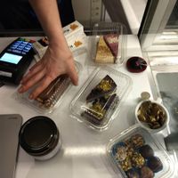 Cakes, balls and their homemade chocolate spread. All available as take away as well :) at Ćao Šećeru in Belgrade