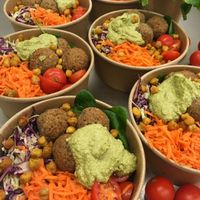 Buckwheat balls and olive pesto salad at Biomarket Deli in Tallinn