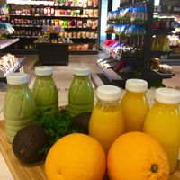 Fresh juices and smoothies at Biomarket Deli in Tallinn