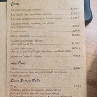 La liste des plats at la petite graine in Limoges