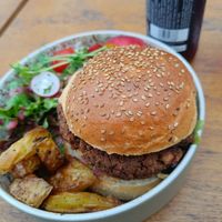 Burger at la petite graine in Limoges