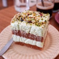 Pistachio tiramisu at la petite graine in Limoges