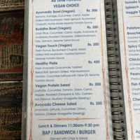 Menu with vegan section  at Rest Point Cafe in Pokhara