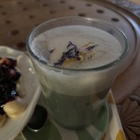 black sesame charcoal latte  at La Citronnade in Besancon