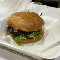 Mushroom burger (hubby had, not gf)  at New Life in Grand Bahama