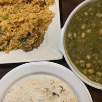 Veg meat biryani, chickpea and spinach curry and pita  at Persian Palate - Mango Square in Cebu