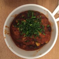 It's not the most photogenic side of chili, but the Smoky Red Chili is delicious. at Papas Hot Potatoes in Seattle