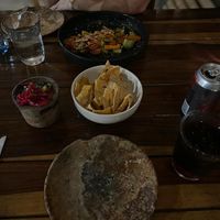 Crunchy vegetables with tortillas and divine sauce   at Humo in Tulum