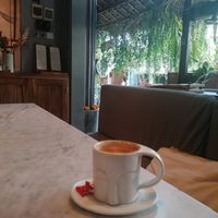 Almond cappuccino at Mudra in Ubud