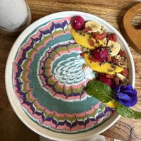 Blue smoothie bowl (warm but good)   at Mudra in Ubud