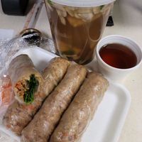 Spring rolls and 'beef' Pho at Veggie Life Restaurant in South El Monte