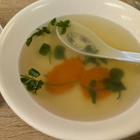 Soup comes with the meal at Veggie Life Restaurant in South El Monte